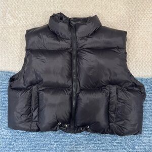 Cropped Black Puffer Vest